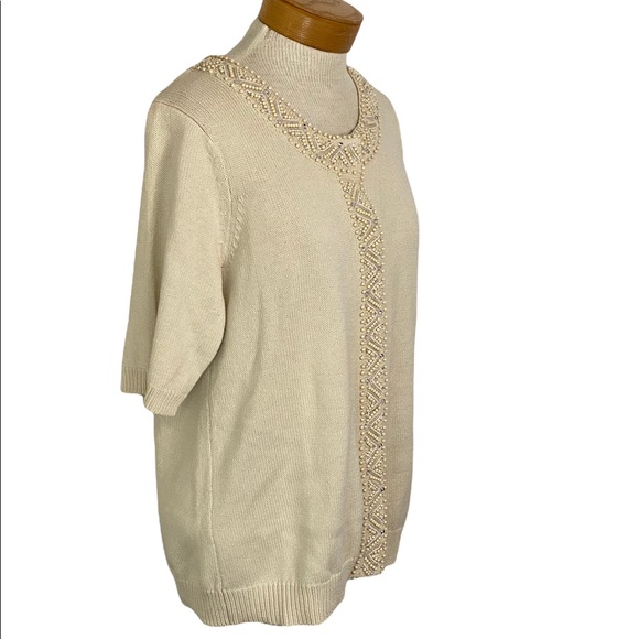 Isaac Mizrahi Sweater Shorts Sleeve with Sequins Med - Picture 5 of 9